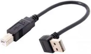 HKCY U2-117 Down Angled 90 Degree USB 2.0 Male to B Type Male Cable for Printer Scanner Hard Disk 20cm HKCY U2-117 Down Angled 90 Degree USB 2.0 Male to B Type Male Cable for Printer Scanner Hard Disk 20cm