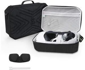 Travel Carrying Case for Oculus Quest 2 VR Gaming Headset and Controllers Accessories Protective Cover Storage Travel Bag (Black) Travel Carrying Case for Oculus Quest 2 VR Gaming Headset and Controllers Accessories Protective Cover Storage Travel Bag (Black)