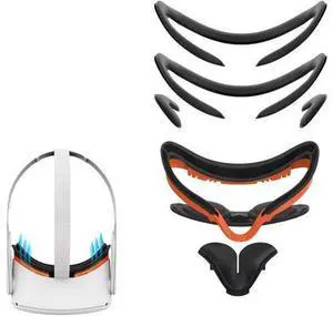 Resilient VR Facial Vent Soft Interface Bracket & Anti-Leakage Light PU Leather Foam Face Cover Replacement Pad Custom Comfort Accessories 7-Piece Set for Oculus Quest 2 (Orange,7-in-1) Resilient VR Facial Vent Soft Interface Bracket & Anti-Leakage Light PU Leather Foam Face Cover Replacement Pad Custom Comfort Accessories 7-Piece Set for Oculus Quest 2 (Orange,7-in-1)