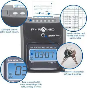 2650 Pro Auto Aligning Time Clock LCD Display Charcoal