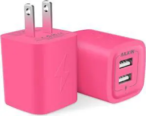 Wall Charger AILKIN USB Plug Fast Charging Block Power Adapter Cube 2 Port Charge Travel Brick Cell Quick Chargers Box for iPhone SE/11Pro Max/XS/XR Plus Samsung Galaxy S7 S6 HTC LG and More