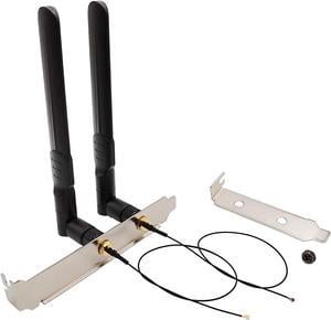 WiFi Antenna 8dBi RP-SMA Male 2.4Ghz 5.8Ghz Dual Band + 10in U.FL IPEX MHF4 to RP SMA Female Extension Cable for M.2 NGFF + Computer Back Slot Cover Bracket