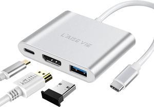 USB C HUB, 3-in-1 USB C Hub with 4K HDMI Adapter, 100 W Type C PD Power Delivery, USB 3.0, Compatible 2022-2016 MacBook Pro New Mac Air/Surface, More, Stable Driver Certified