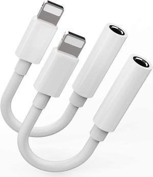 2Pack Headphone Adapter Dongle to 3.5 mm Jack Earphone Audio Aux Connector for iPhone 12/11/XS/X/8/7/pro/xr/SE/MAX/PLUS Support All iOS Lightning Compatible with iPad Car Music Accessories Headset