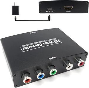 Component to HDMI Converter YPbPr+L/Audio HD Video Converter 5RCA RGB to HDMI Converter Adapter Support HD 1080P DTS Dolby Digital