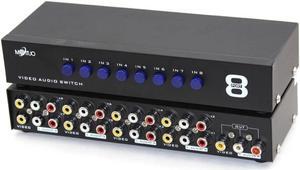 8-Way AV Switch RCA Switcher 8 in 1 Out Composite Video L/R Audio Selector Box for DVD STB Game Consoles CV0235