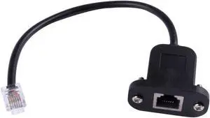 RJ12 6p6c Female to Male Telephone Panel Mount LAN Network Ethernet Extension Cable 15cm