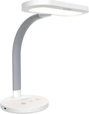 2-in-1 Light Therapy & Task Desk Lamp - UV-Free Full Spectrum LED, 10,000 LUX, Adjustable Brightness and Color, Flexible Gooseneck, and Integrated USB Charging Port