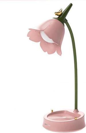 LED Desk Lamp Cordless Table Light Adjustable Gooseneck Dimmable Touch Rechargeable Battery Eye-Caring Night Light for Kids,Mini Cute Lamp for College Dorm Bedroom Reading (Pink)