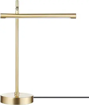 Globe Electric 52889 West 15" LED Integrated Desk Lamp, Matte Brass, 200 Lumens, Dimmer Rotary Switch