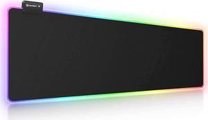 RGB Gaming Mouse Pad Large Extended Soft Led Mouse Pad with 14 Lighting Modes 2 Brightness Levels Computer Keyboard Mousepads Mat 800 x 300mm / 31.5×11.8 inches