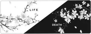 Japanese Cherry Blossom Black And White Gaming Mouse Pad XL Extended Desk Pad Large Mouse Mat with Stitched Edges Long Non-Slip Rubber Base Large Keyboard Computer Mat for Work Office 31.5 X 11.8 Inch