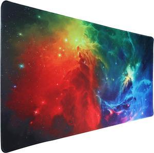 N/A Gaming Mouse Pad Extended Mouse Pad XXL Large Big Computer Keyboard Mouse Mat Desk Pad with Non-Slip Base and Stitched Edge for Home Office Gaming Work 31.5x15.7x0.12inch Galaxy Print