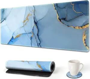 Extended Gaming Mouse Pad XL Large Keyboard Mouse Mat Desk Pad with Stitched Edges Durable Non-Slip Base Mousepad for Home Office Work 35x15.7inch Blue Marble Extended Gaming Mouse Pad XL Large Keyboard Mouse Mat Desk Pad with Stitched Edges Durable Non-Slip Base Mousepad for Home Office Work 35x15.7inch Blue Marble