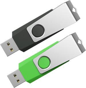 64GB Flash Drive 2 Pack 64GB USB Flash Drive Thumb Drive Zip Drive USB 2.0 Memory Stick USB Drive with Keychain (64G 2 Colors: Black Green)