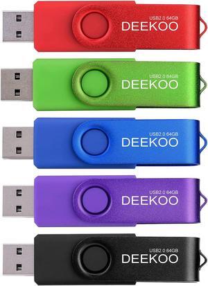 Flash Drive 64GB Thumb Drives Memory Sticks Jump Drive 5Pack 64GB USB 2.0 Flash Drives Mixed Colors: Red Blue Black Purple Green