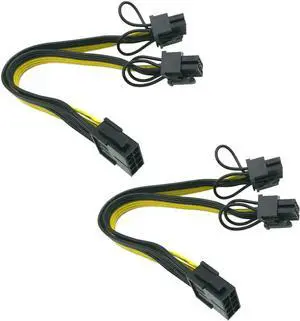 (CPU to GPU) CPU 8 Pin Female to Dual PCIe 2X 8 Pin (6+2) Male Splitter Cable for Graphics Card BTC Miner 9-inch (23cm) (Pack of 2) (CPU to GPU) CPU 8 Pin Female to Dual PCIe 2X 8 Pin (6+2) Male Splitter Cable for Graphics Card BTC Miner 9-inch (23cm) (Pack of 2)