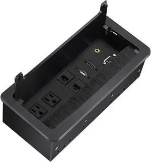 Tabletop Brush Connectivity Box Outlet with Socket HDMI LAN VGA Power for Desktop Conference