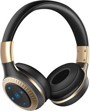 Active Noise Cancelling Headphones Bluetooth Headphones Wireless Wired Over Ear Headphones with Microphone Foldable Gaming Headset Stereo Bass 20H Playtime for Laptop Smartphone Tablet TV Gold