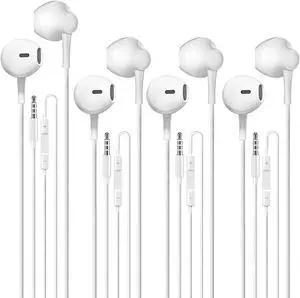 Wired Earbuds 4 Pack Earbuds Earphones with Microphone Earbuds Wired Stereo in-Ear Headphones Bass Earbuds Compatible with iPhone and Android Smartphones iPad MP3 Fits All 3.5mm Interface Devices