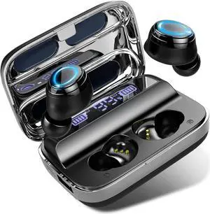 Donerton Wireless Earbuds, Wireless 5.3 Headphones 140 Hours Playtime Earphones with Charging Case, in Ear Headset IP7 Waterproof Earbud Noise Cancelling Microphone, LCD Display, for Sports/Working