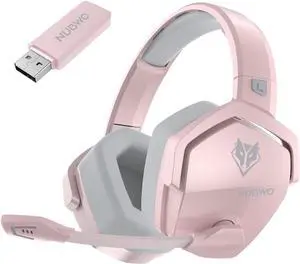 G06 Wireless Gaming Headset for PS5 PS4 PC Games 2.4GHz Ultra-Low Latency Bluetooth 5.0 Soft Memory Earmuffs (Pink)