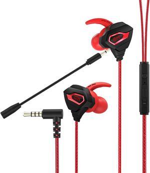 VersionTECH. Gaming Earbuds Wired with Dual Microphone, in-Ear Gaming Earphones, Compatible with PC/PS/Xbox/Nintendo/Mobile with 3.5mm Aux-Red