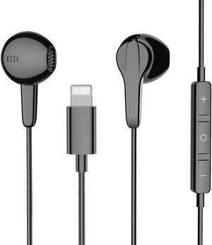 Earphones with Lightning Connector, MFi Certified Wired Earphones with Microphone and Volume Control, Compatible with iPhone 13/12/11 Pro Max/Xs Max/XR/X/7/8 Plus