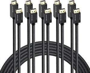 5-Pack 4K DisplayPort to HDMI Cable Adapter 6ft Gold Plated Nylon Braided High Speed (1440P 60Hz 1080P 120Hz) Uni-Directional DP PC to HDMI Monitor Cord