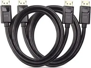 2-Pack 4K DisplayPort to DisplayPort Cable Computer Monitor Cable 6 ft 4K@60Hz 2K@144Hz Display Cable Male to Male Display Port Cable Gold-Plated DP to DP Cable 6 Feet