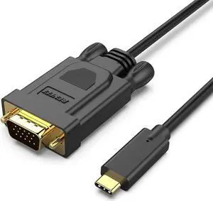 USB C to VGA 6 Feet Cable USB Type-C to VGA Cable [Thunderbolt 3/4 Compatible] with iPhone 15 Pro/Max MacBook Pro/Air 2023 iPad Pro iMac S23 XPS 17 Surface Book 3 and More