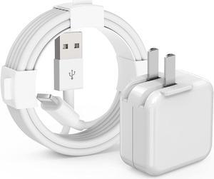 iPad Charger, iPad Charger Cord 10 FT Apple Certified, 12W USB Wall Charger Foldable Portable Travel Plug with Long Lightning Cable for iPad 4/5/6/7/8/9, iPad Mini 1/2/3/4/5, iPad Air 1/2/3, iPhone
