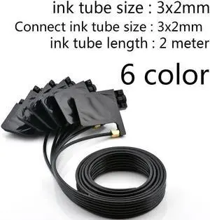 2meter 6 color ink tube hose pipe pipe line with square damper screw nuts oring for Forepson-XP600 TX800 UV ink damper Printers(6)