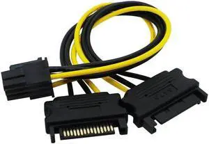 SATA Dual 15Pin M to Graphics card PCI-e PCIE 6 Pin F Video Card Power Supply Cable 6pin to Sata Y Splitter Adapter
