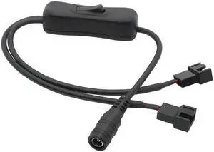 12V Copper DC 5521 to 4Pin PWM PC Fan Cable Computer PC Router Fan Power Swith Adapter Cable with switch(34cm 1 to 2)