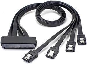 SAS Controller Mini SAS 4i SFF-8484 32 Pin to 4 SATA 7 Pin HDD Back Plane Cable Splitter Adapter Cable 50cm Black