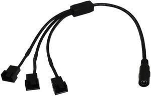 DC 5.5*2.1 mm Female 1 to 3 12V 4Pin PWM Fan Adapter Power Supply Connector Cable(35CM)