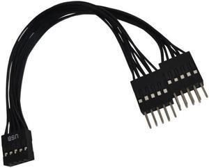 1Pc Computer Motherboard USB Extension Cable 9 Pin 1 Female To 2 Male Y Splitter Audio HD Extension Cable For PC DIY 17cm