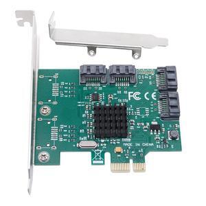 SATA PCIE Expansion Card Adapter PCI Express X1 to 4 Port SATA3.0 Controller Marvell 88SE9215 Chip PCI E PCI-E SATA 3 Multiplier