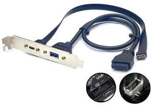 50cm USB 3.2 Front Panel Header 20Gbps USB3.2 Gen2*2 Type C to Type-E 5Gb USB3.0 to 19Pin Connector Extension Cable with Bracket