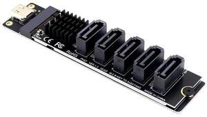 USB C to SATA3.0 Converter SATA Expansion Card Riser JM575+JMS580 Chip Type C to 5 Port SATA 3.0 6Gbps Adapter Card for Computer
