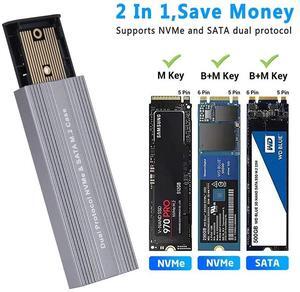 (2 Cables)
M.2 NVME SATA SSD Case Enclosure Dual Protocol JMS581D Chip 10Gbps USB 3.2 GEN2 TYPE C External M2 SSD Box M / B+M Key Tool Free
