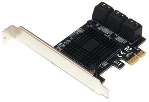 6 Port SATA PCI-E Adapter 6Gbps SATA3.0 III Controller Non Raid Expansion Card PCIe Gen3 X1 Low Profile Bracket for Chi a Mining