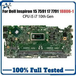 Model2(UMA I7-10510U)
For  Inspiron 7591 7791 Laptop Motherboard 18806-1 0D0JY6 0850TM i5-10210U i7-10510U MX250 2G Mainboard 15 17