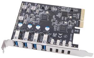 PCIE USB3.2 GEN2 10Gbps Expansion Card PCI Express X4 to 4 Port TYPE-A + 4 Port TYPE C Adapter USB HUB Multiplier for Desktop PC