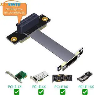 XT-XINTE PCI-E PCI Express 36PIN 1X Extension Cable Gold-Plated Dual Vertical 90 Degrees for 1U 2U ATX/BTX Chassis PC