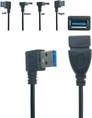 USB 3.0 Male to Female USB Extension Cable Right Angle 90 Degree USB Adapter UP/Down/Left/Right Cabo USB 0.2M(Down)