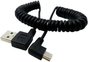 Extend Cable USB 2.0 Type A Right Angle to Mini USB 90 Degree Charging Data Cord for MP3 HDD Digital Camera