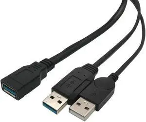DOUBLE USB A MALE TO USB 3.0 FEMALE CABLE 0.3M USB 3.0 CABLE S-204
