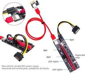 Usb 3.0 Pci-E Riser Ver 009S Express 1X 4X 8X 16X Extender Riser Adapter Card Sata 15Pin To 6 Pin Power Extension Cable Adapter